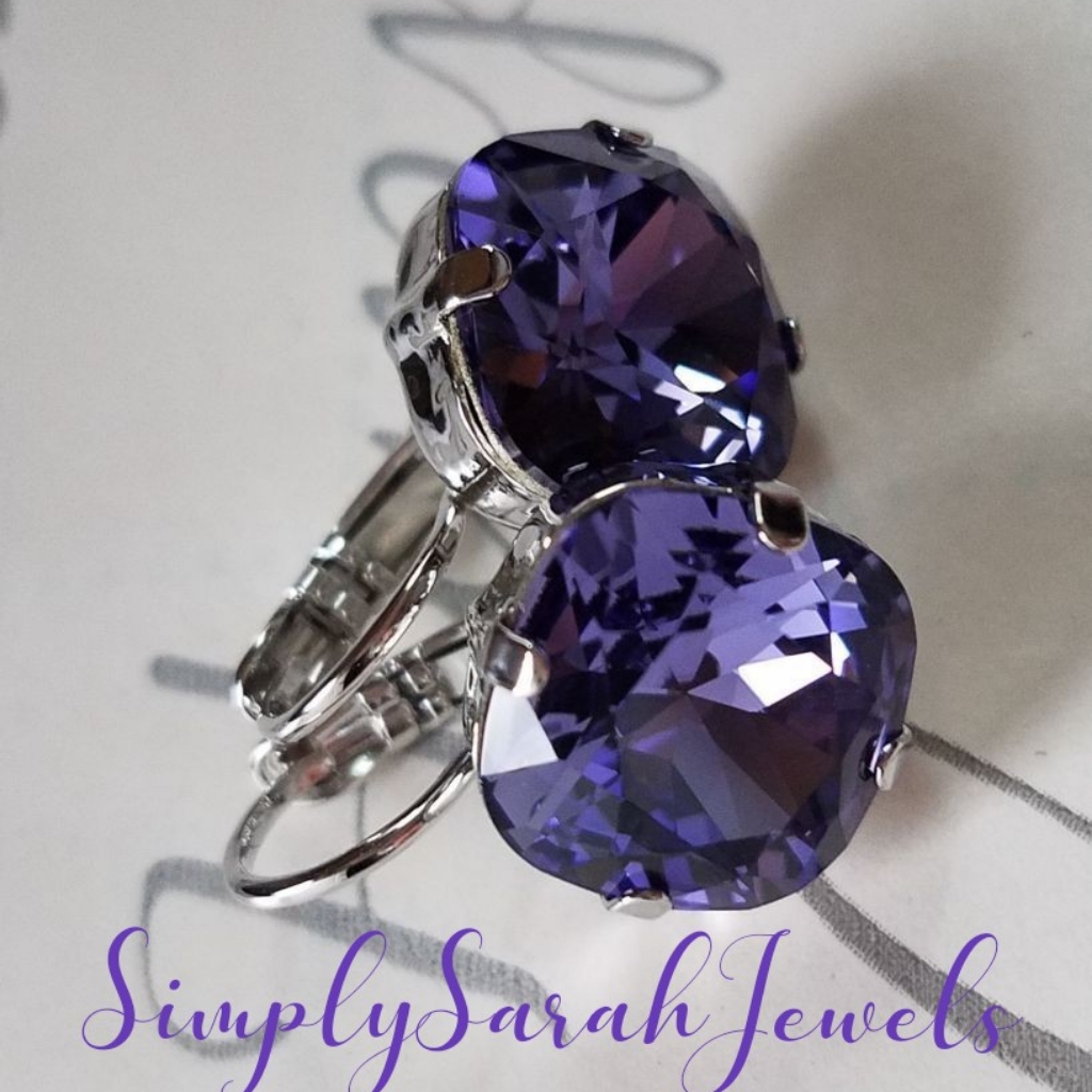 Austrian Crystal Earrings In Rhodium Plated Setting 30$